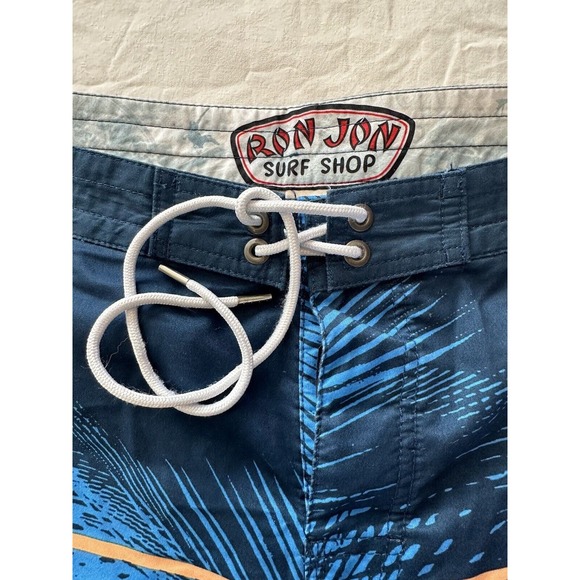 Ron Jon Board Shorts Trunks Blue Orange Palm Leaves Size 36 - Picture 5 of 11